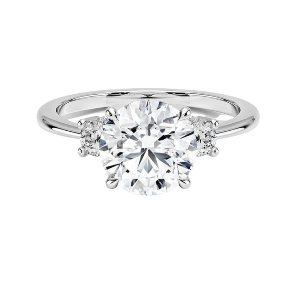 2.10 CTW Round Three Stone Lab Created Diamond Four Claw Prong Engagement Ring